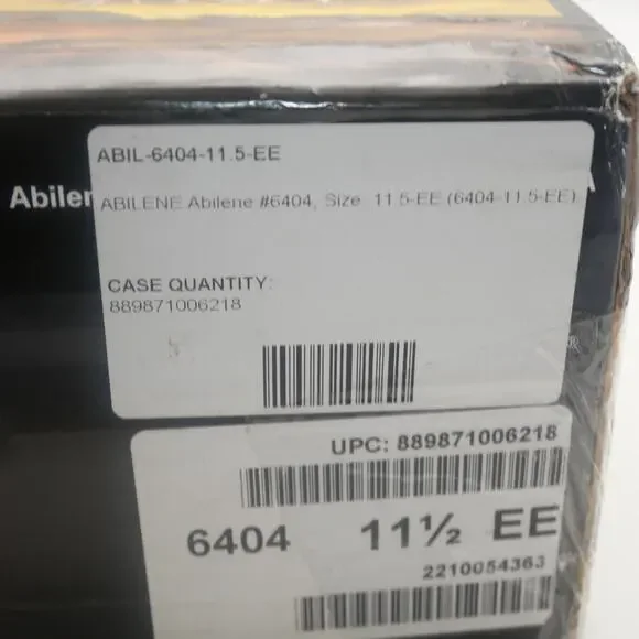 NEW ABILENE Men's 6404 12 Western Boot Antiqued Brown Bison Size 11.5 EE Wide